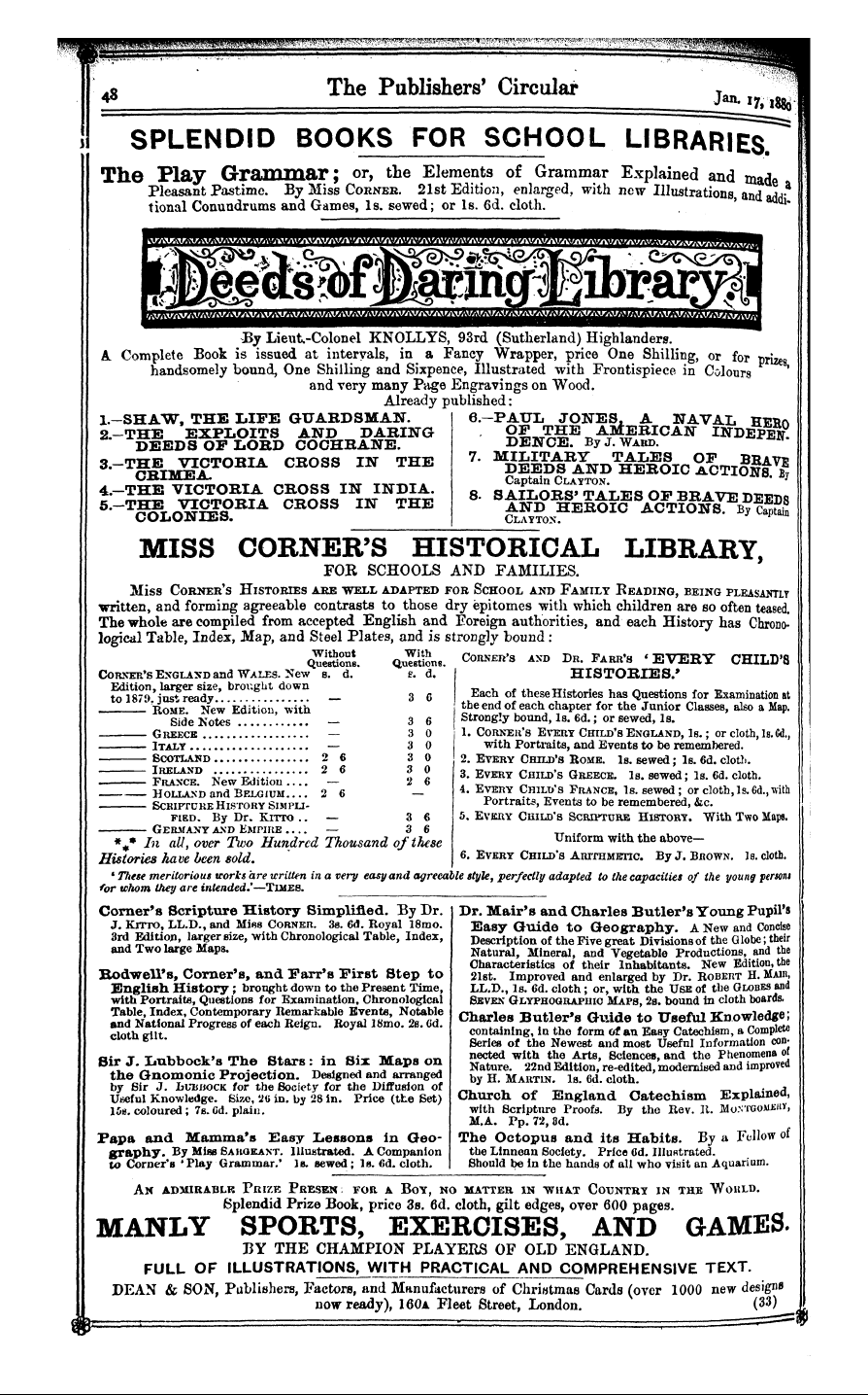 Publishers’ Circular (1880-1890): jS F Y, 1st edition - Ad04801