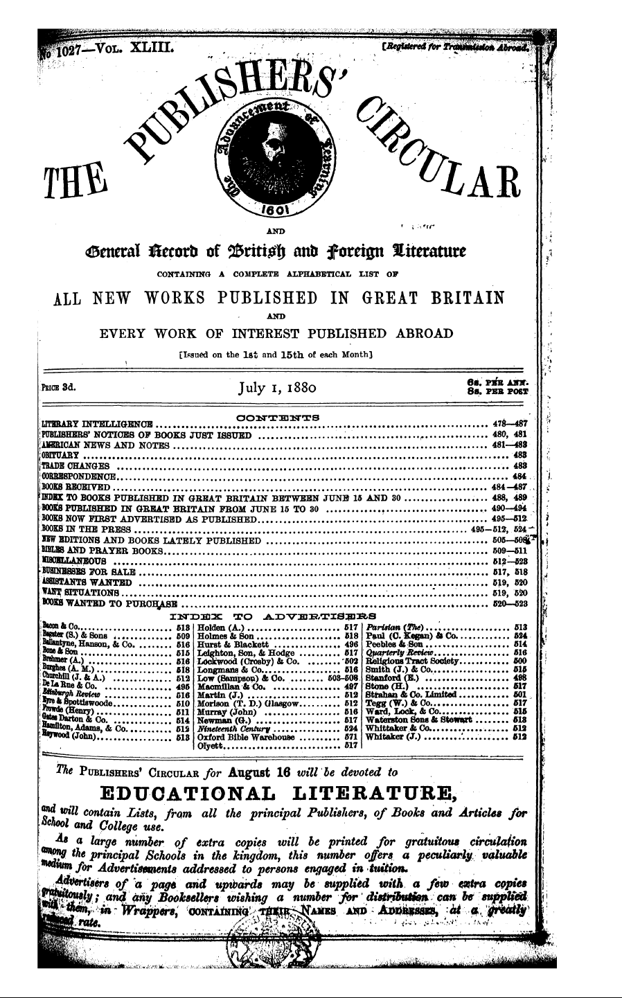 Publishers’ Circular (1880-1890)