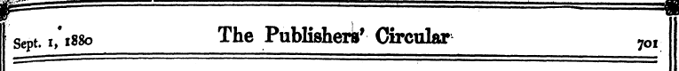 sept, i, * 1880 The Publishers' Circular...