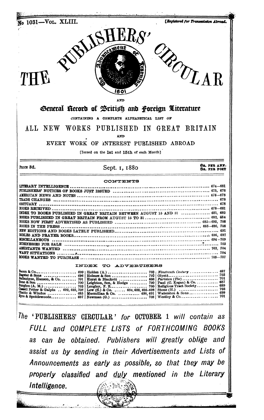 Publishers’ Circular (1880-1890)