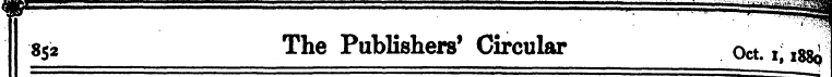 852 The Publishers 1 Circular Oct. i, 18...