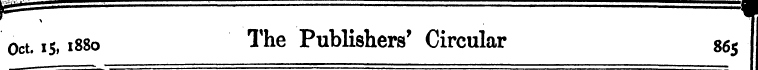 P— , 1 Oct. is, 1880 The Publishers' Cir...