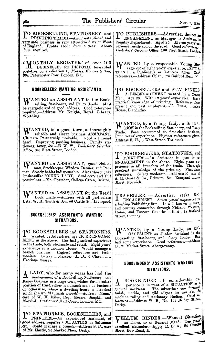 Publishers’ Circular (1880-1890): jS F Y, 1st edition: 74