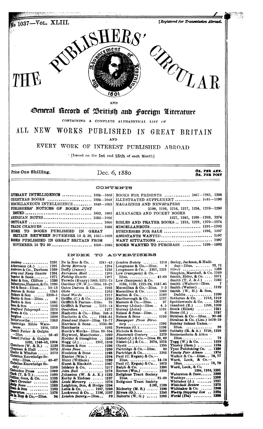 Publishers’ Circular (1880-1890): jS F Y, 1st edition - O O Ifctt 3_ _T Ts