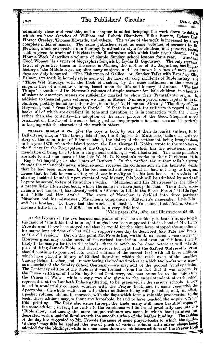 Publishers’ Circular (1880-1890): jS F Y, 1st edition: 10