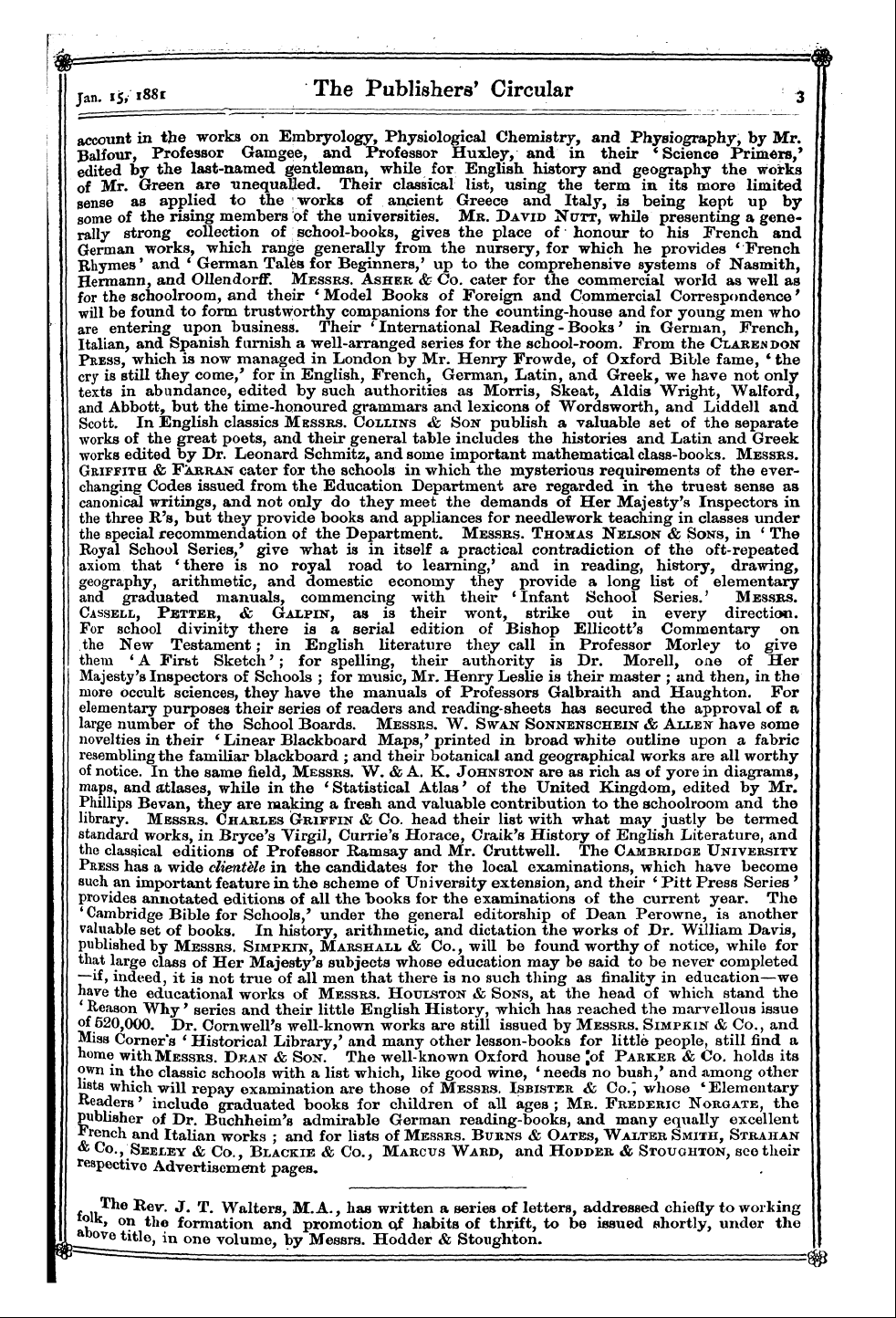 Publishers’ Circular (1880-1890): jS F Y, 1st edition: 3