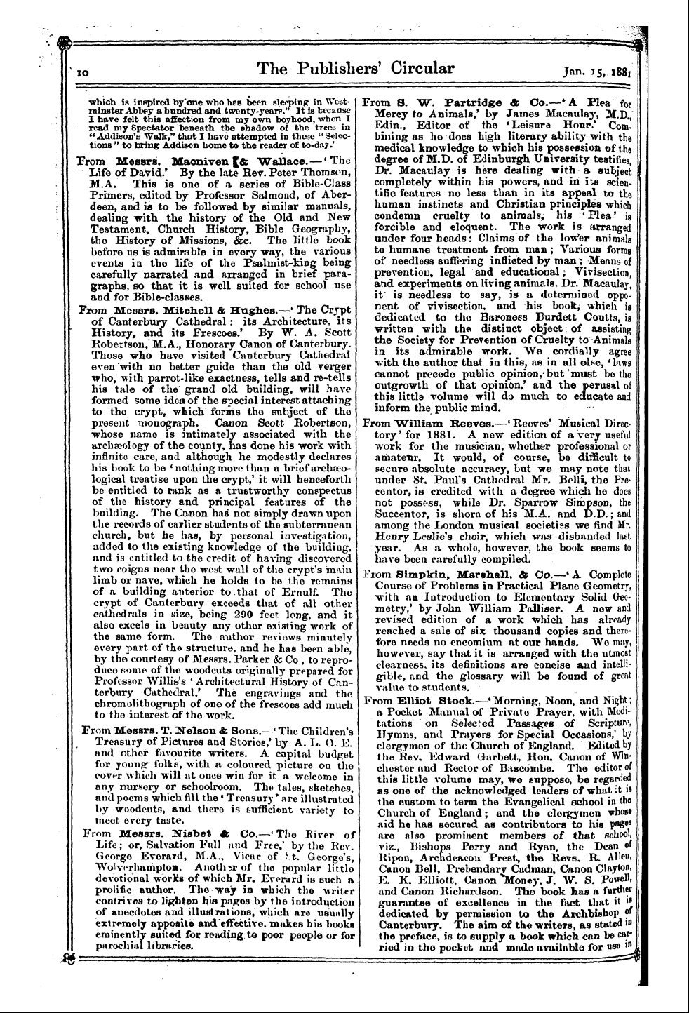 Publishers’ Circular (1880-1890): jS F Y, 1st edition: 10