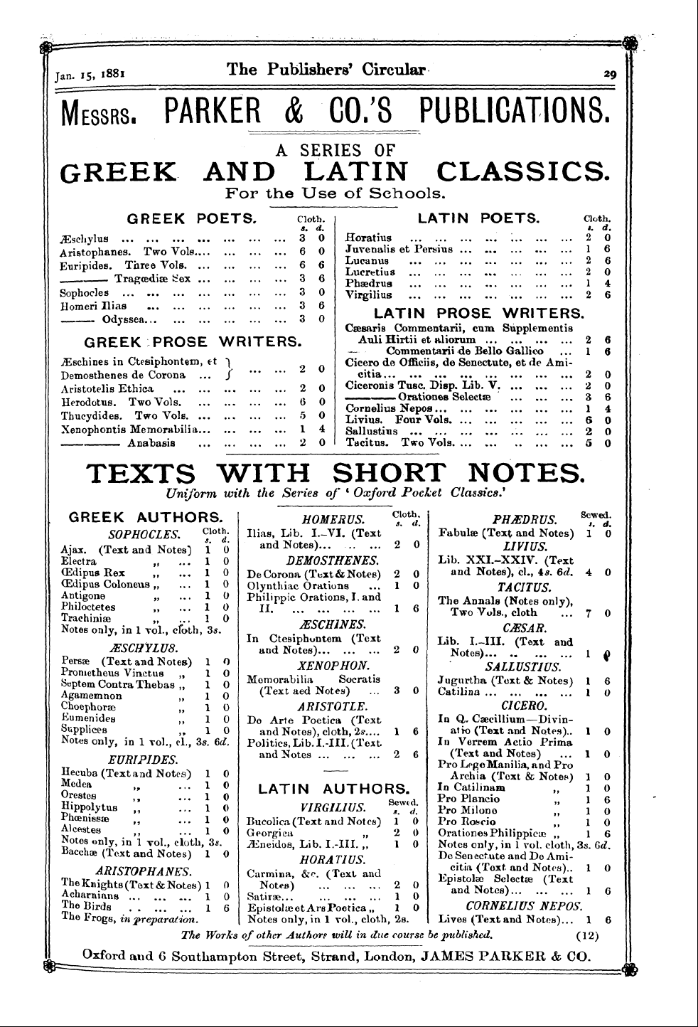 Publishers’ Circular (1880-1890): jS F Y, 1st edition: 29