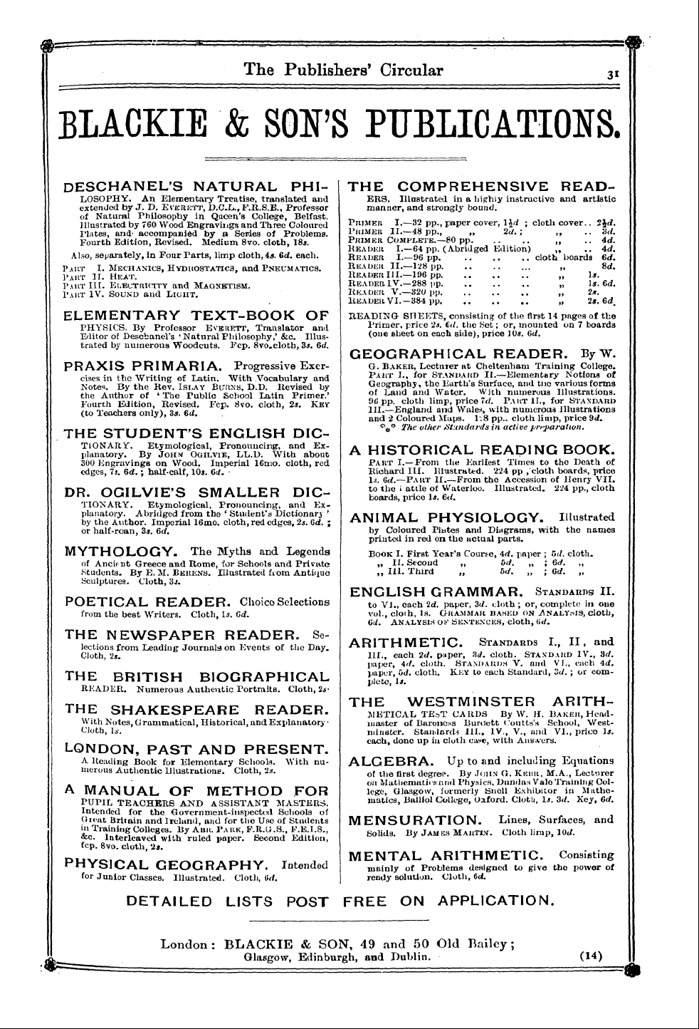 Publishers’ Circular (1880-1890): jS F Y, 1st edition - .^^^ _ . J^Hb