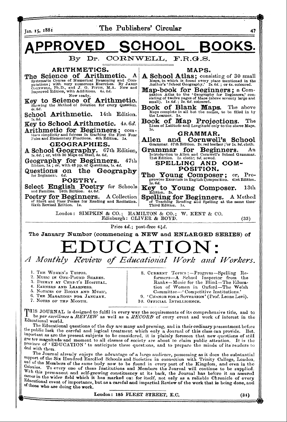 Publishers’ Circular (1880-1890): jS F Y, 1st edition: 47