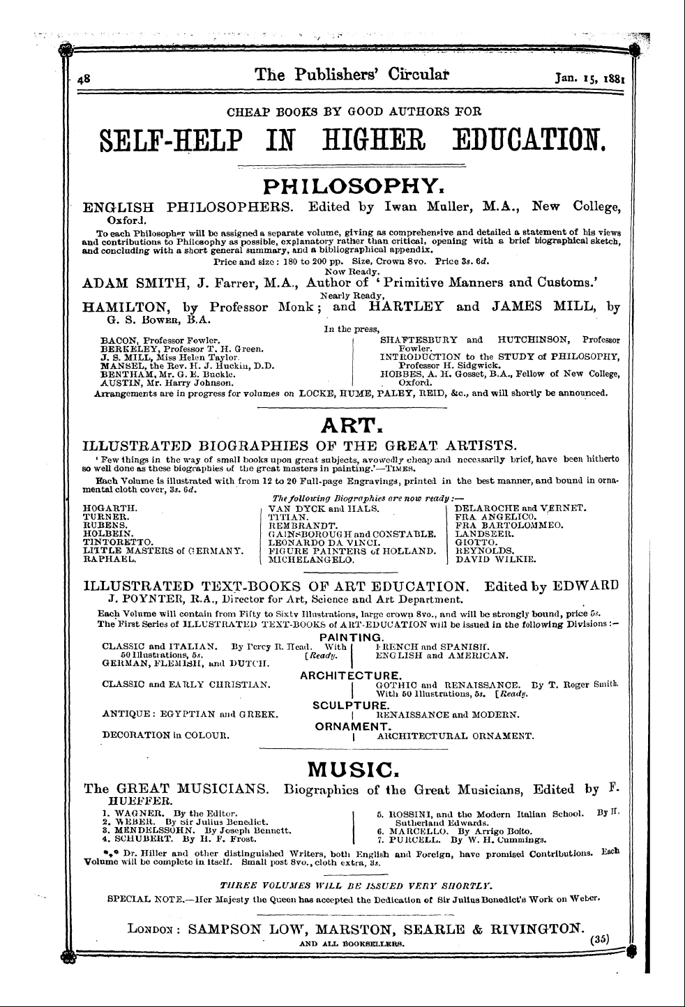 Publishers’ Circular (1880-1890): jS F Y, 1st edition: 48