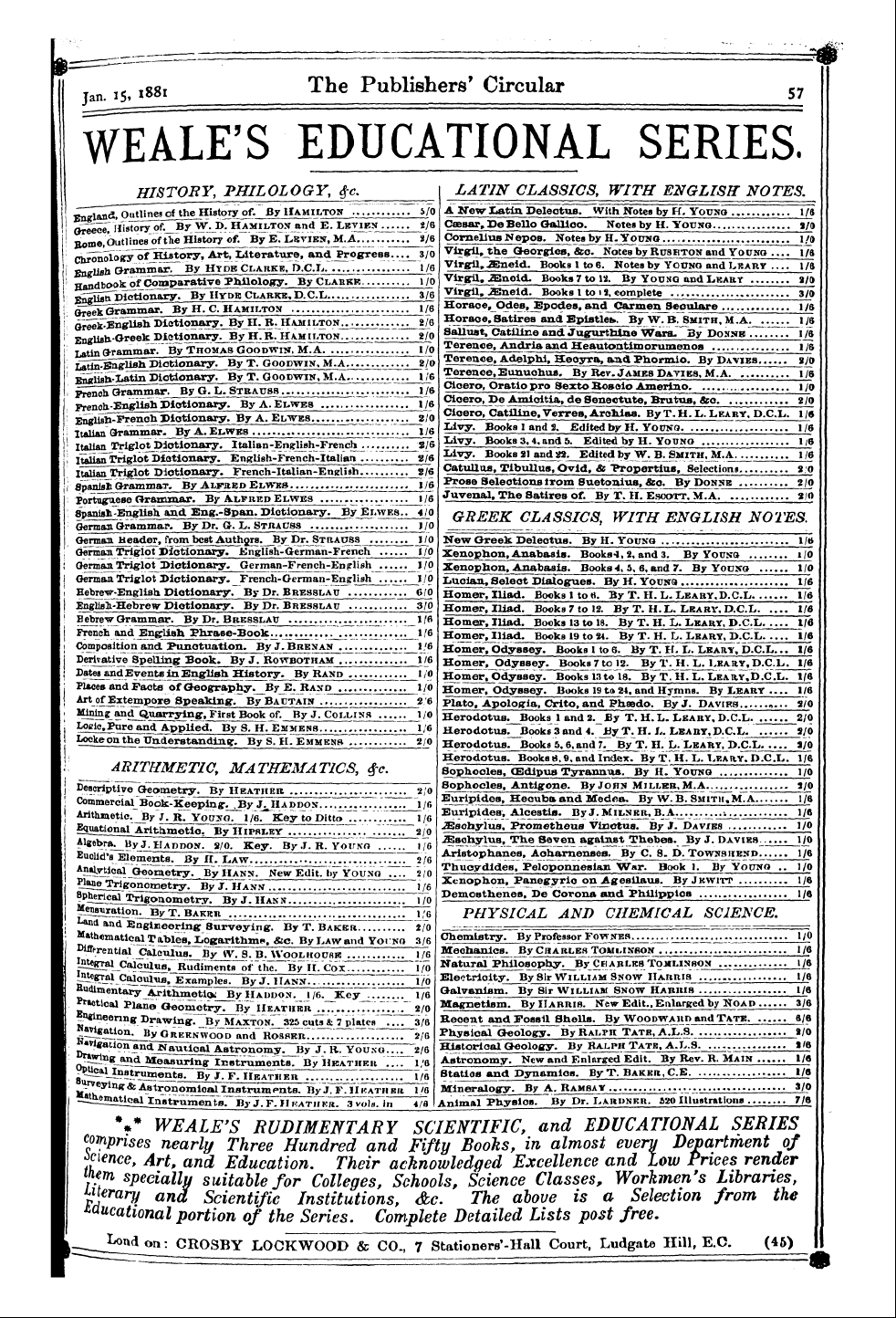 Publishers’ Circular (1880-1890): jS F Y, 1st edition: 57