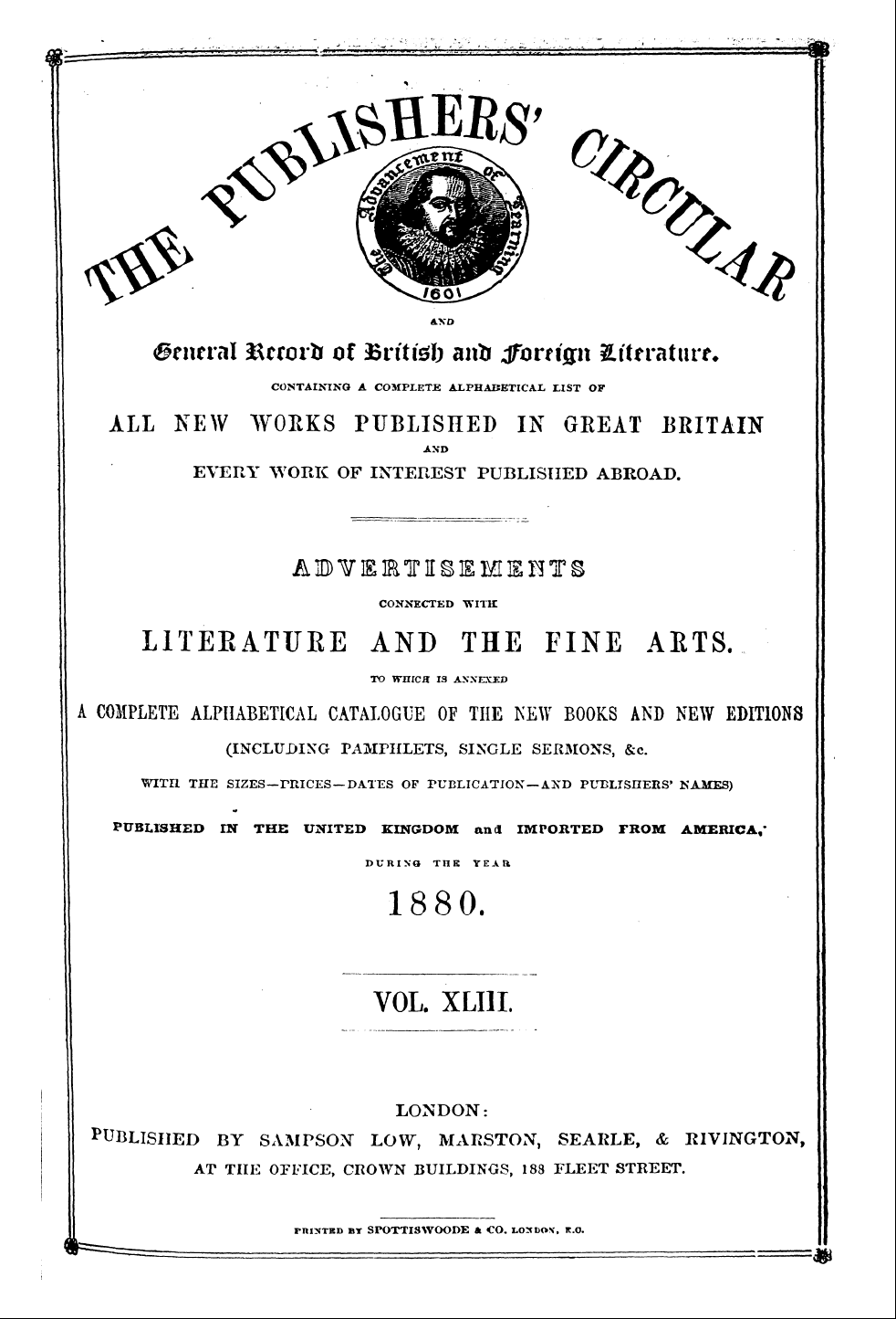 Publishers’ Circular (1880-1890): jS F Y, 1st edition - S < . ^ %> .