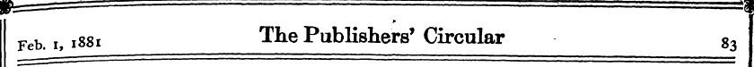 Feb. i, 1881 ^- ke Publishers > ' Circul...