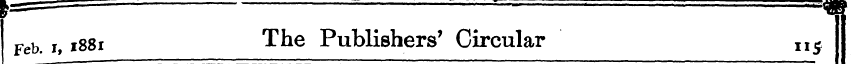 Feb. i, 1881 The Publishers' Circular II...