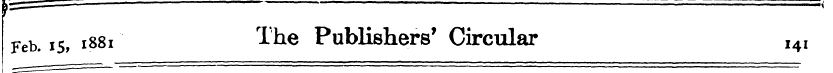 ——— < r— " Feb. 15, 1881 The Publishers'...