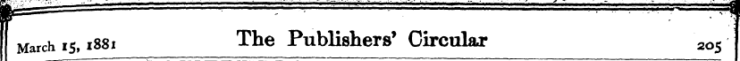 March is, 1881 The Publishers' Circular ...