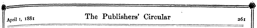 Apri i,, 1881 The Publishers' Circular a...