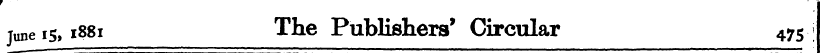 I June 15,1881 The Publishers 1 Circular...