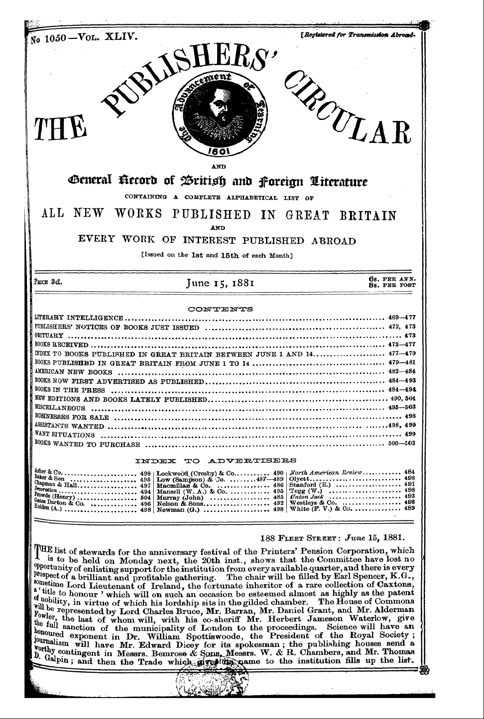 Publishers’ Circular (1880-1890): jS F Y, 1st edition - [I A I Ls . * To Ist Be Of Stewards Held...