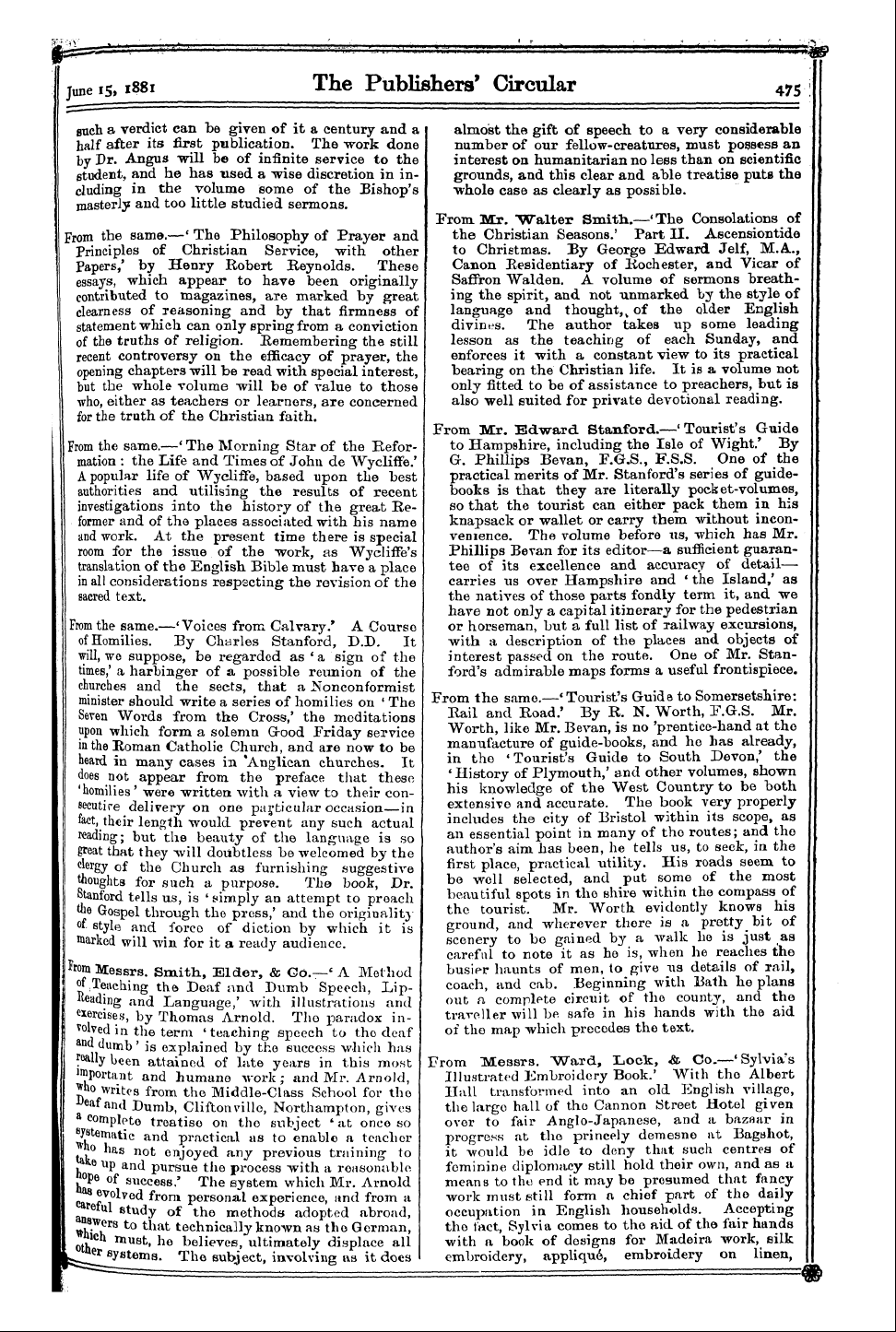 Publishers’ Circular (1880-1890): jS F Y, 1st edition: 7