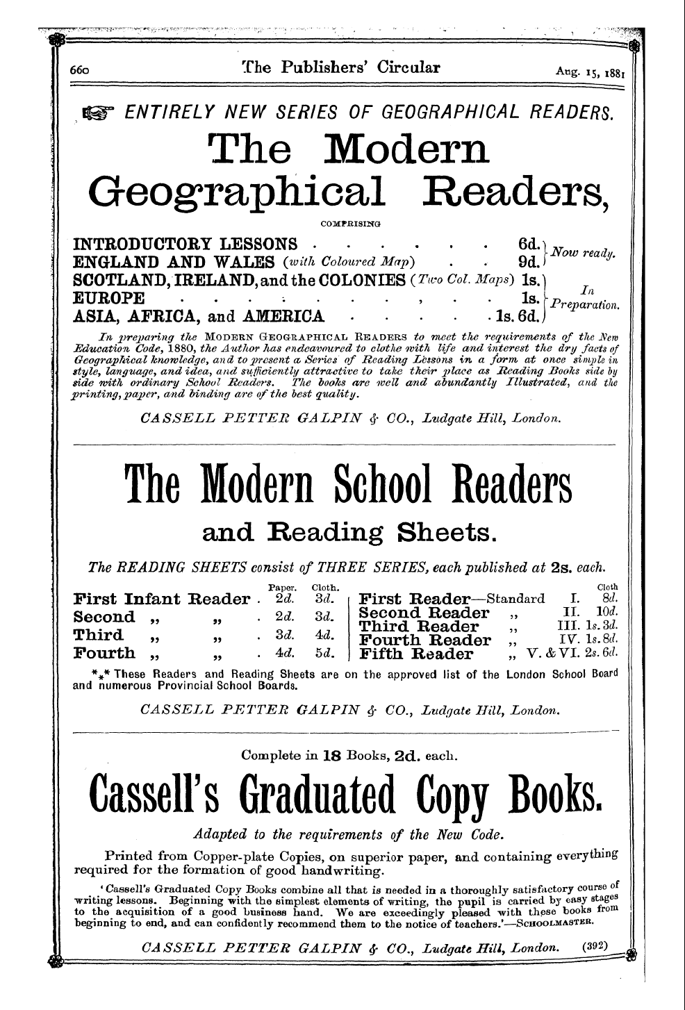 Publishers’ Circular (1880-1890): jS F Y, 1st edition - Ad04401