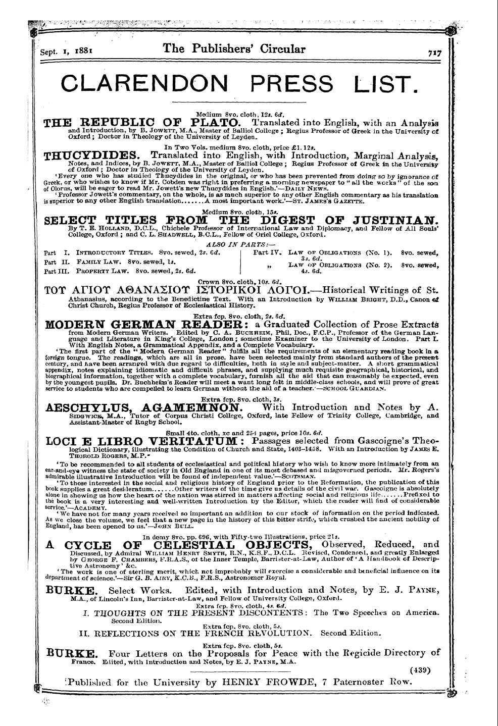 Publishers’ Circular (1880-1890): jS F Y, 1st edition: 29