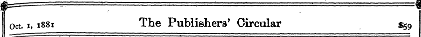 Oct. i, 1881 The Publishers' Circular «5...