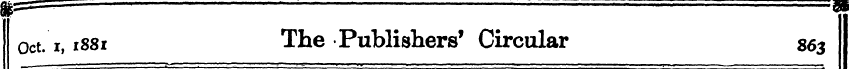 II Oct. i, 1881 The Publishers' Circular...