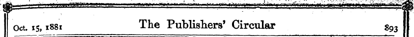 Oct. 15,1881 The Publishers 1 Circular $...