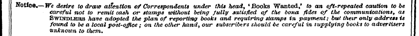 Notice.—We Swindlers careful found desir...