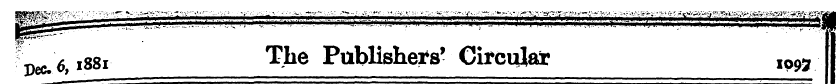f- a 1881 The PubUshers' Circular Ipn: ....