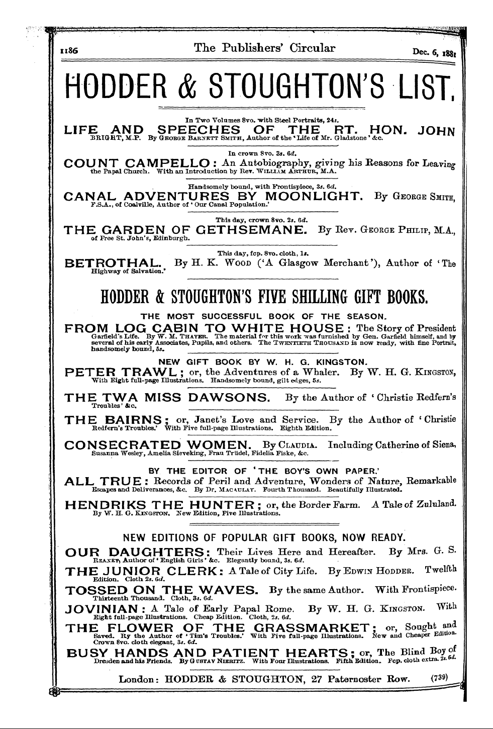 Publishers’ Circular (1880-1890): jS F Y, 1st edition: 130