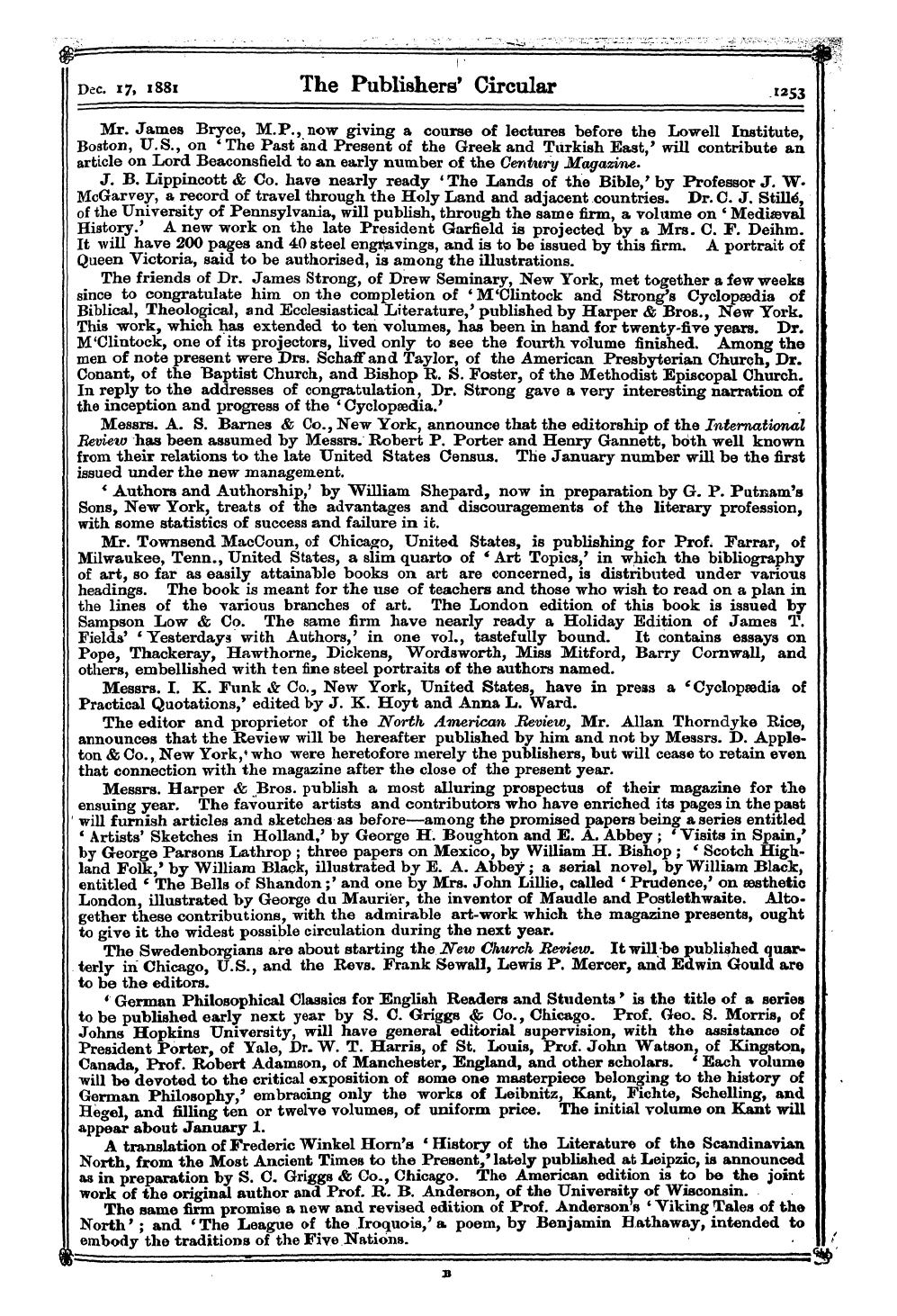 Publishers’ Circular (1880-1890): jS F Y, 1st edition: 7