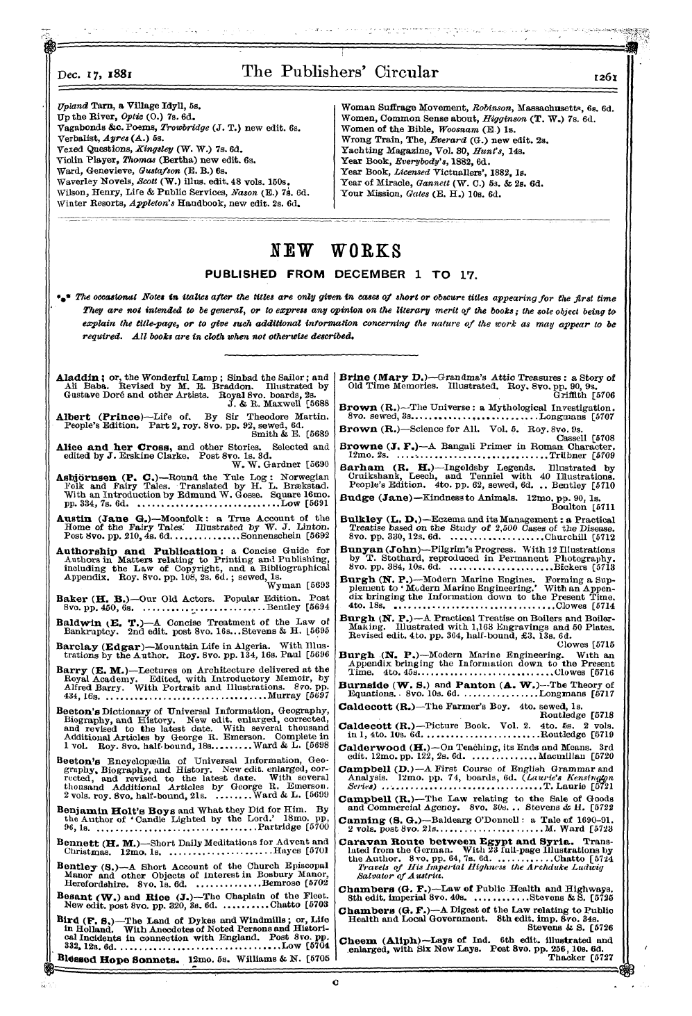 Publishers’ Circular (1880-1890): jS F Y, 1st edition - Actors Advent Advent , Oar And And Old C...