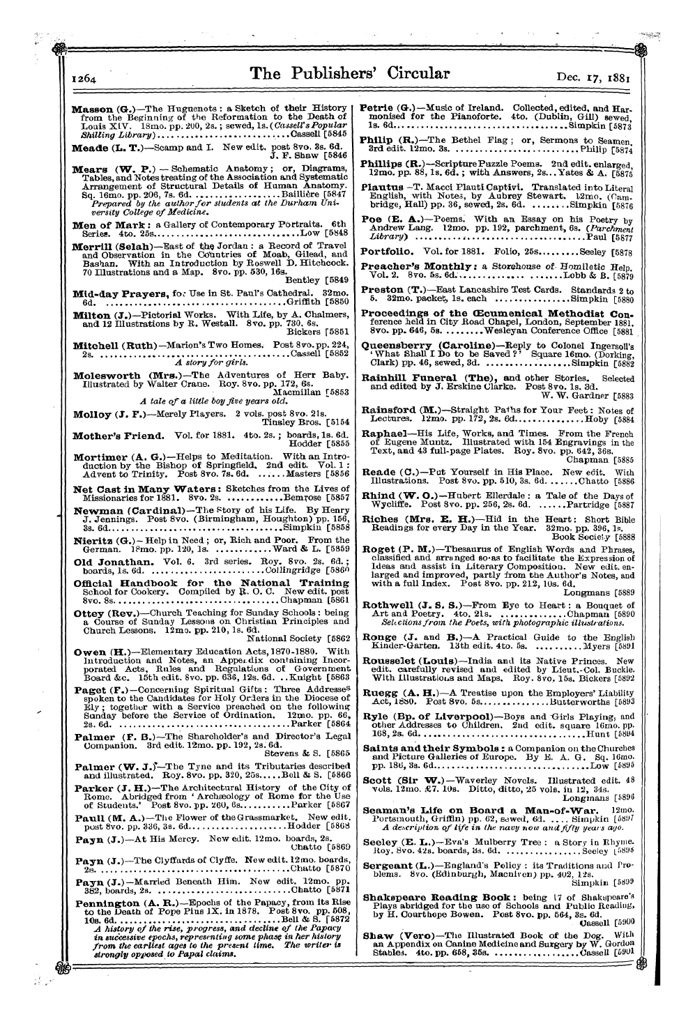 Publishers’ Circular (1880-1890): jS F Y, 1st edition: 18