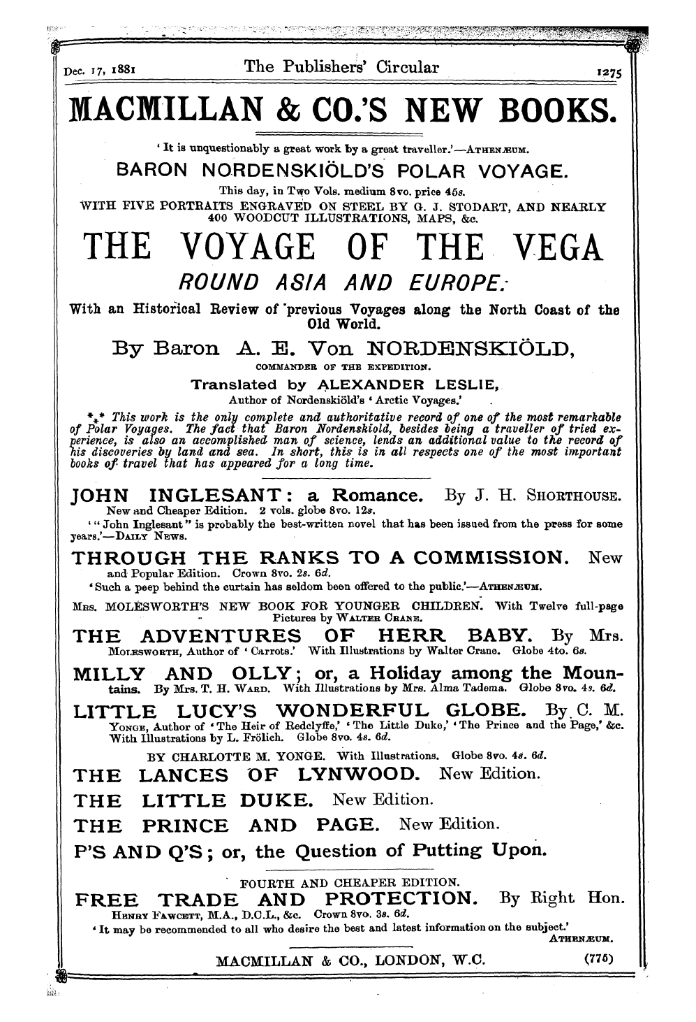 Publishers’ Circular (1880-1890): jS F Y, 1st edition - Ad02901