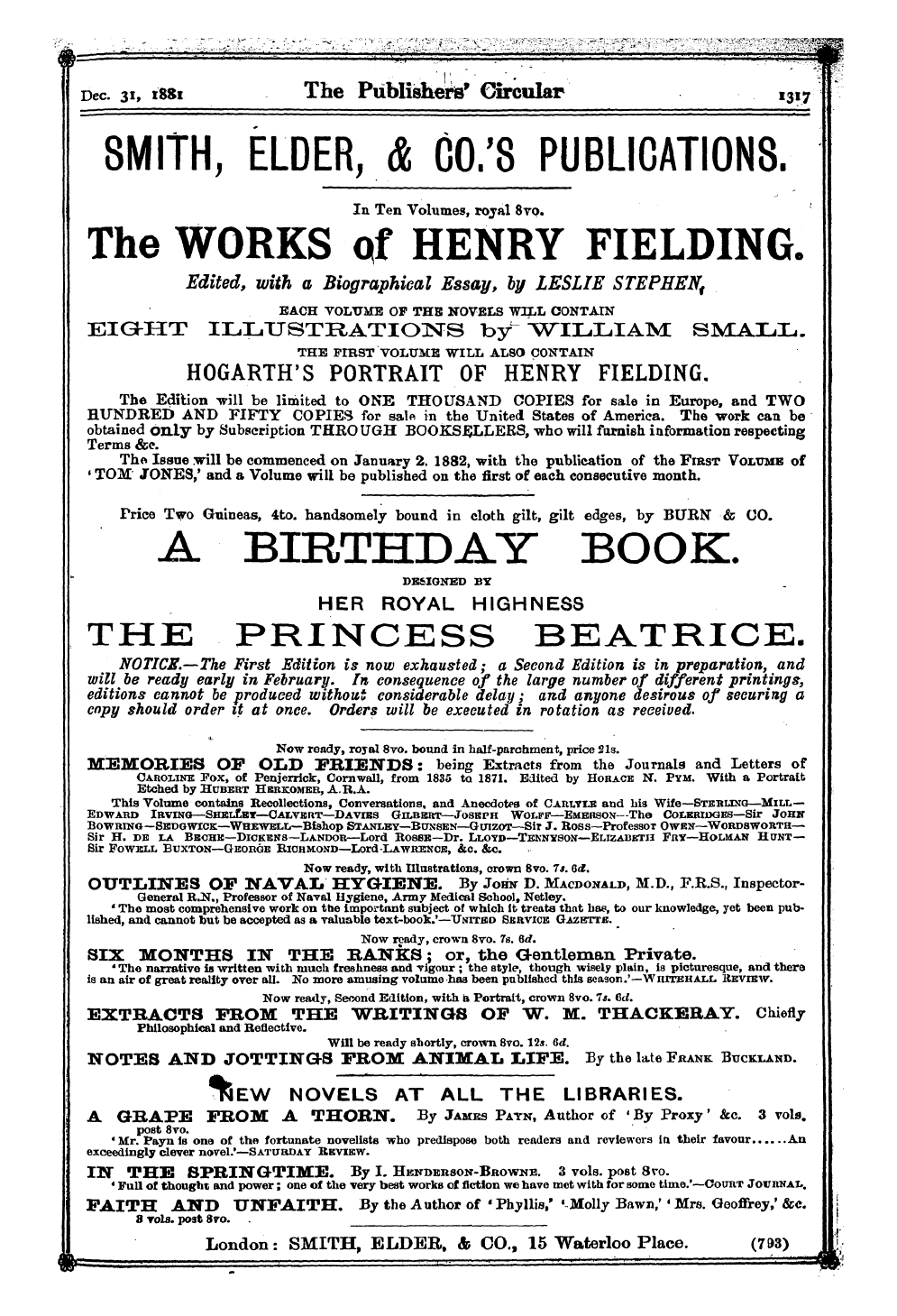 Publishers’ Circular (1880-1890): jS F Y, 1st edition: 25