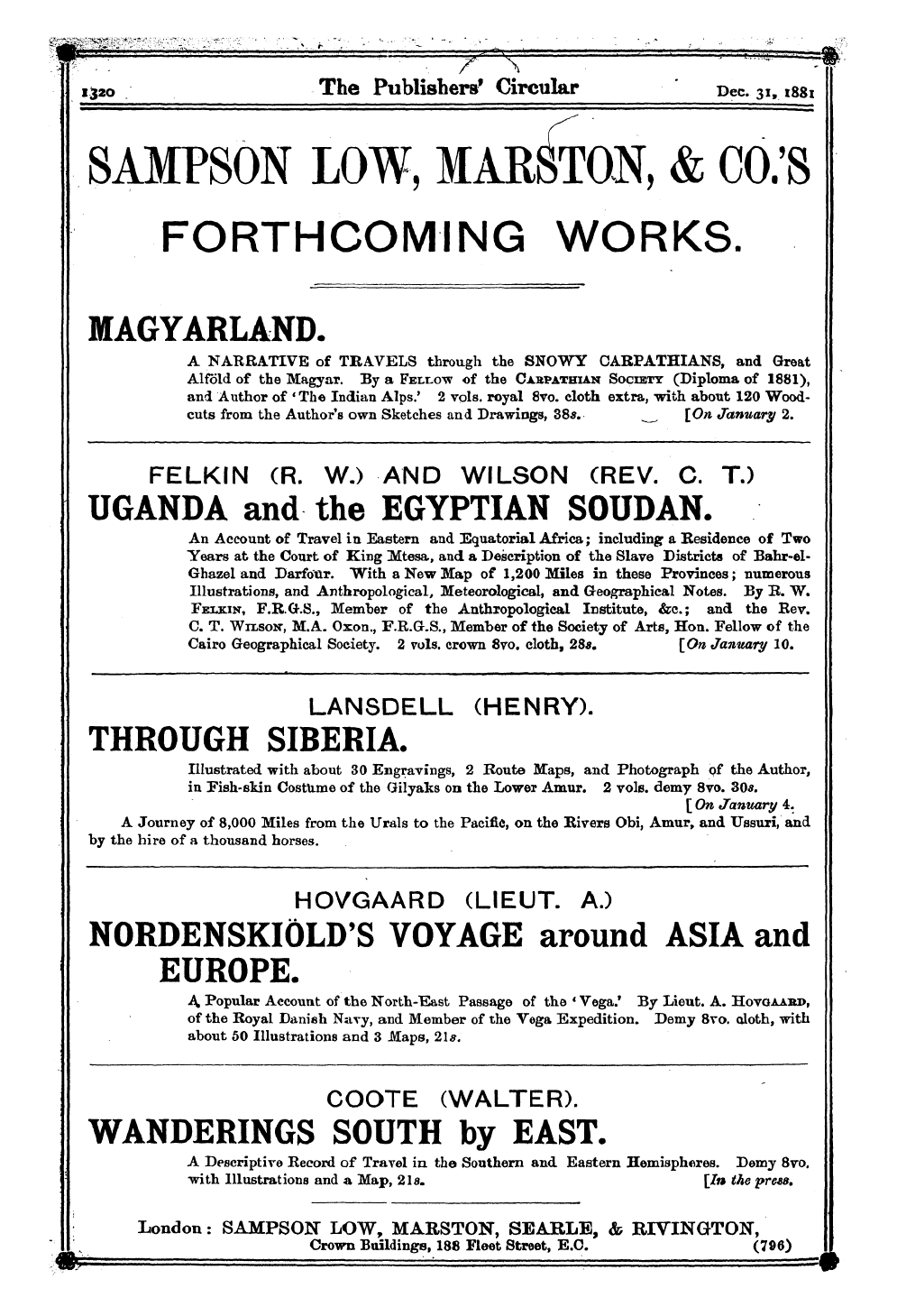 Publishers’ Circular (1880-1890): jS F Y, 1st edition - Mr . . A \ -**'