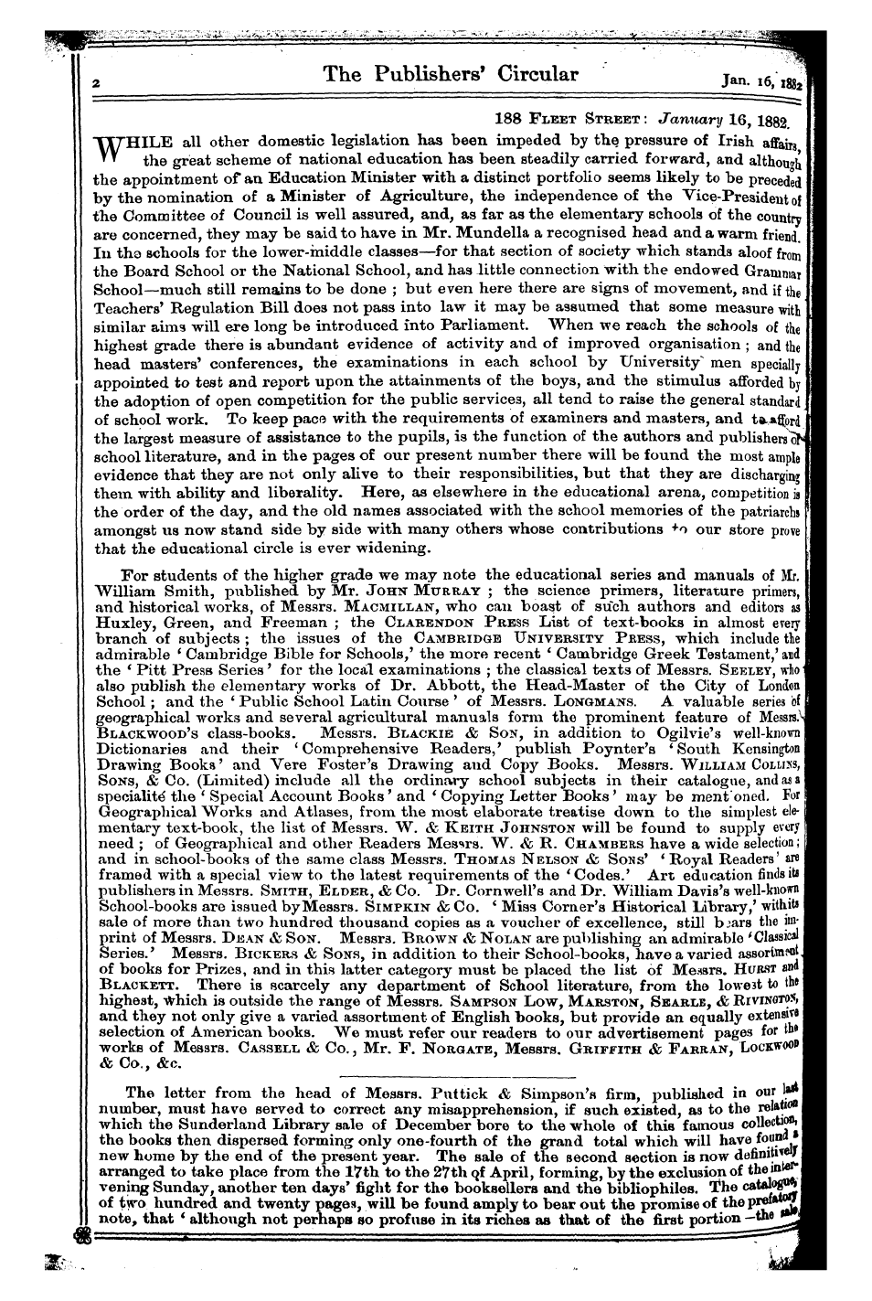 Publishers’ Circular (1880-1890): jS F Y, 1st edition: 2