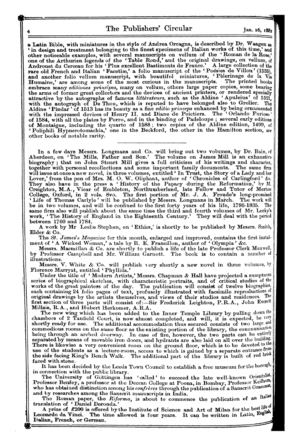 Publishers’ Circular (1880-1890): jS F Y, 1st edition - I I Of The The Equall Dispersal Y Superb...