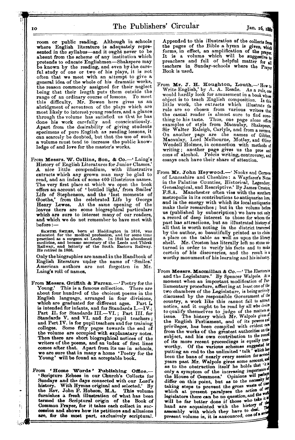 Publishers’ Circular (1880-1890): jS F Y, 1st edition: 10