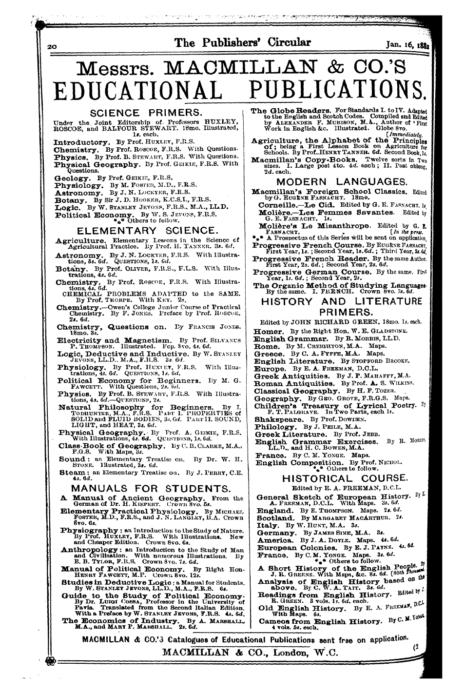 Publishers’ Circular (1880-1890): jS F Y, 1st edition - Ad02001