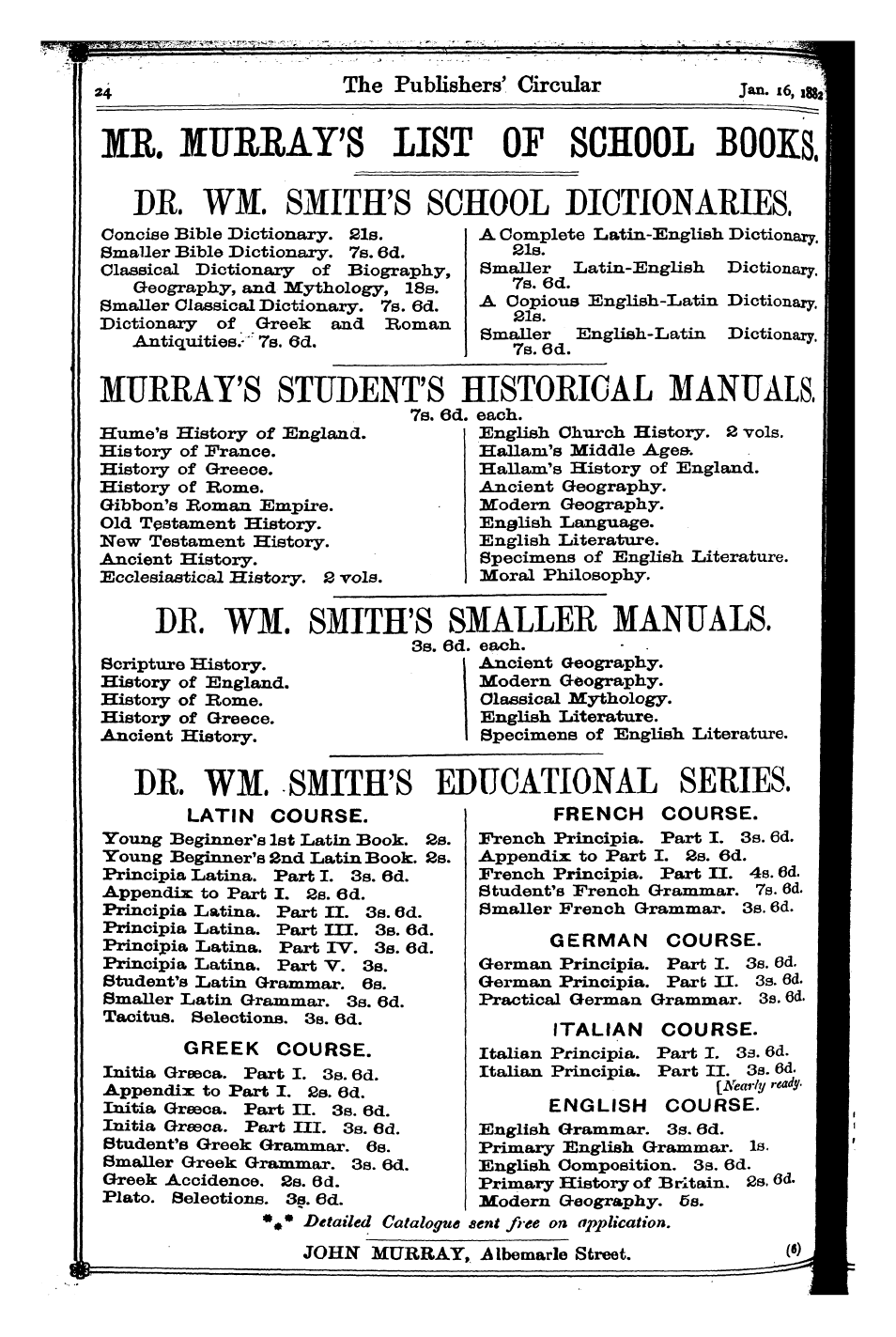 Publishers’ Circular (1880-1890): jS F Y, 1st edition - Ad02401