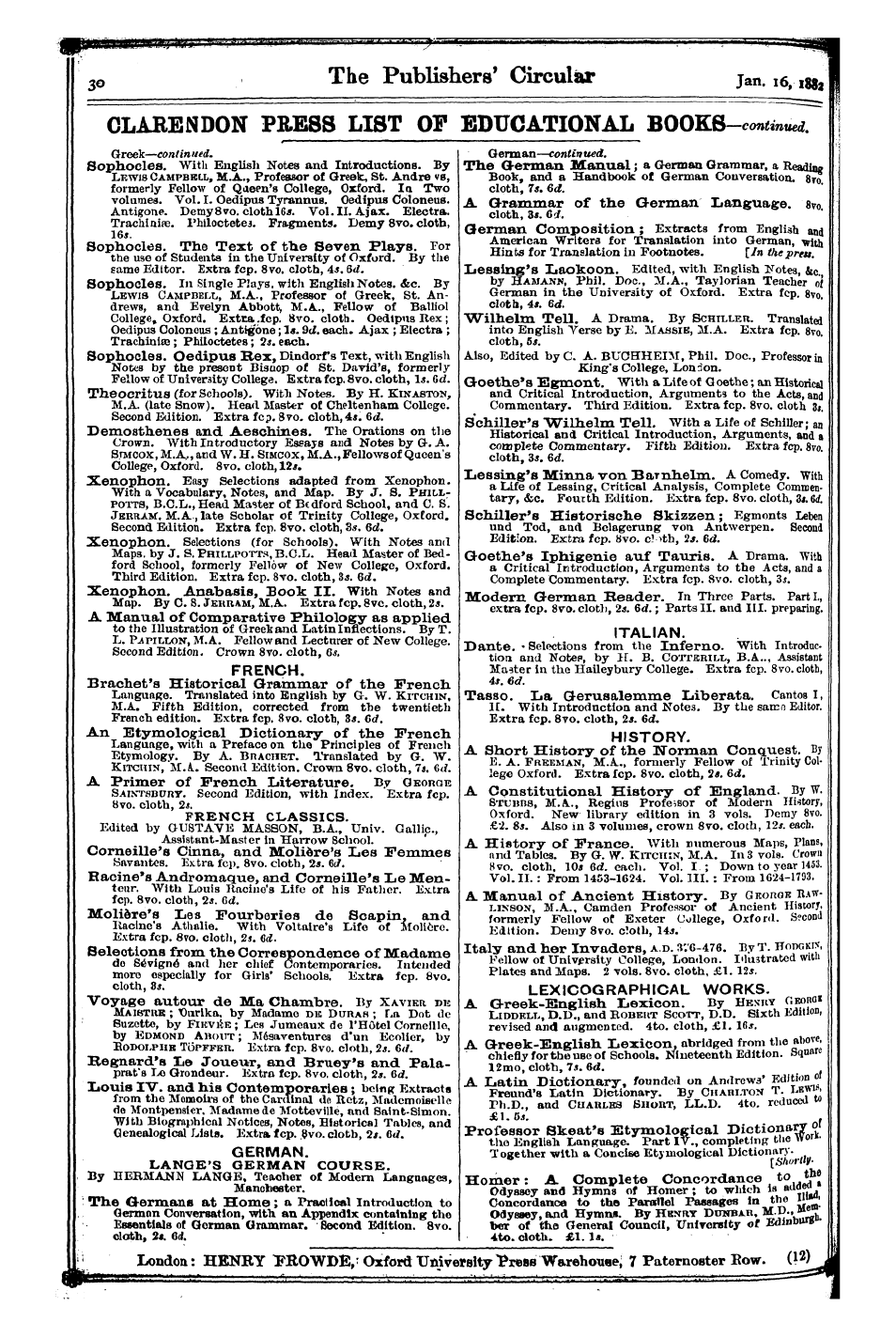 Publishers’ Circular (1880-1890): jS F Y, 1st edition - Ad03001