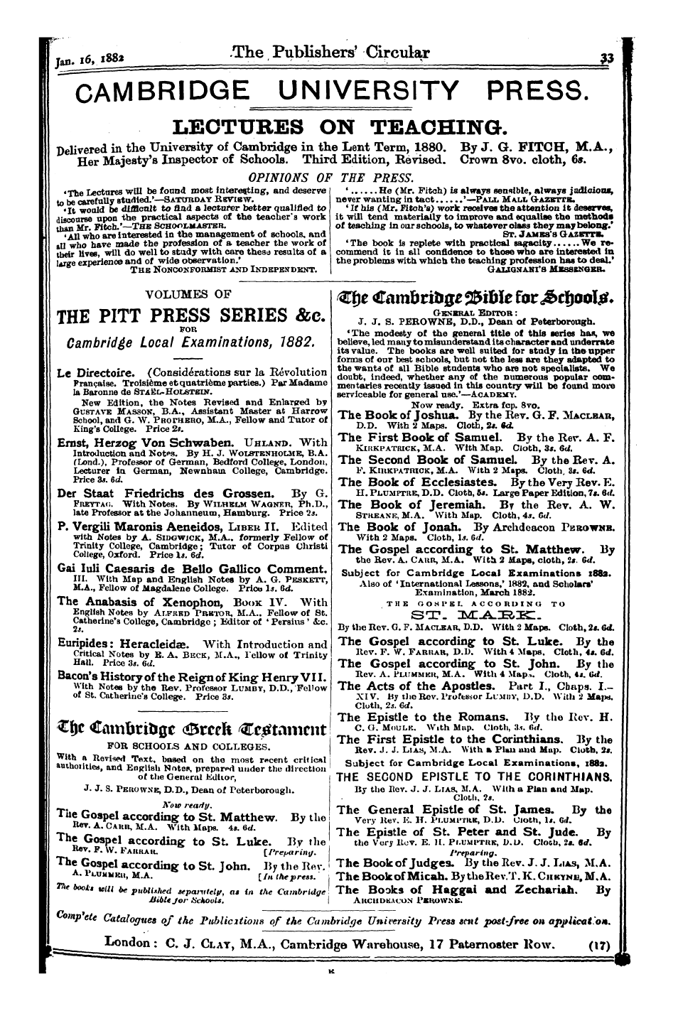 Publishers’ Circular (1880-1890): jS F Y, 1st edition - Ad03301