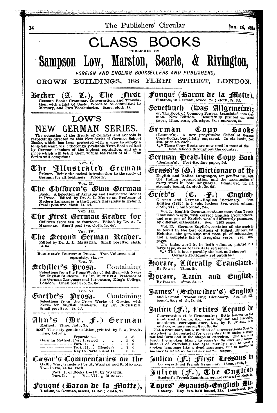 Publishers’ Circular (1880-1890): jS F Y, 1st edition: 34