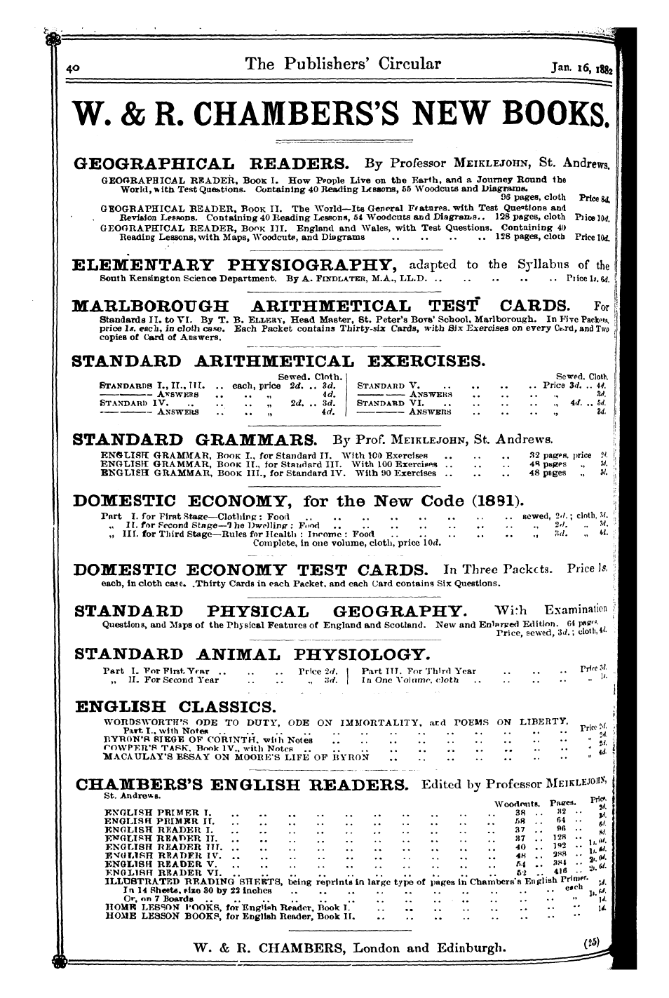 Publishers’ Circular (1880-1890): jS F Y, 1st edition: 40