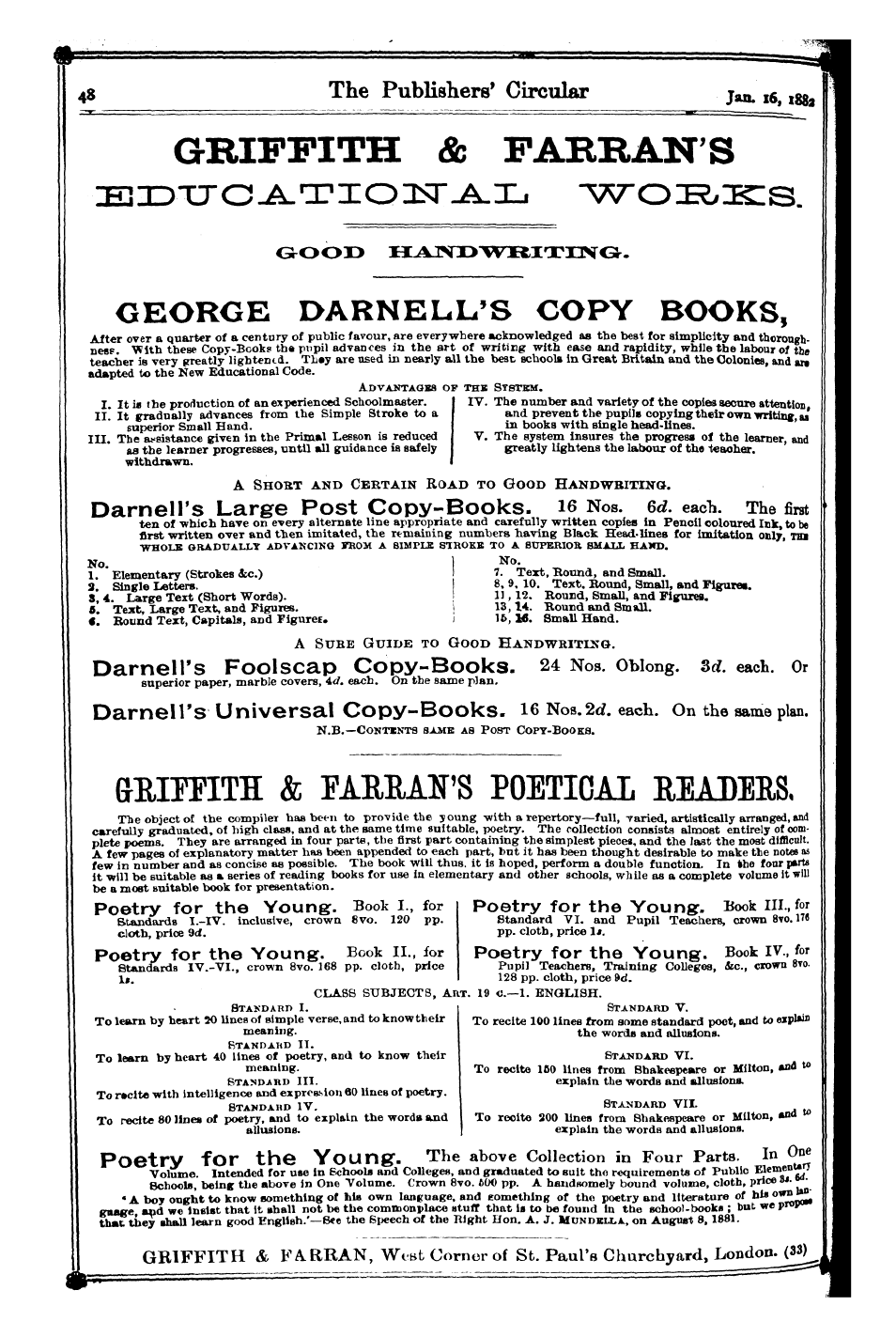 Publishers’ Circular (1880-1890): jS F Y, 1st edition - Ad04901