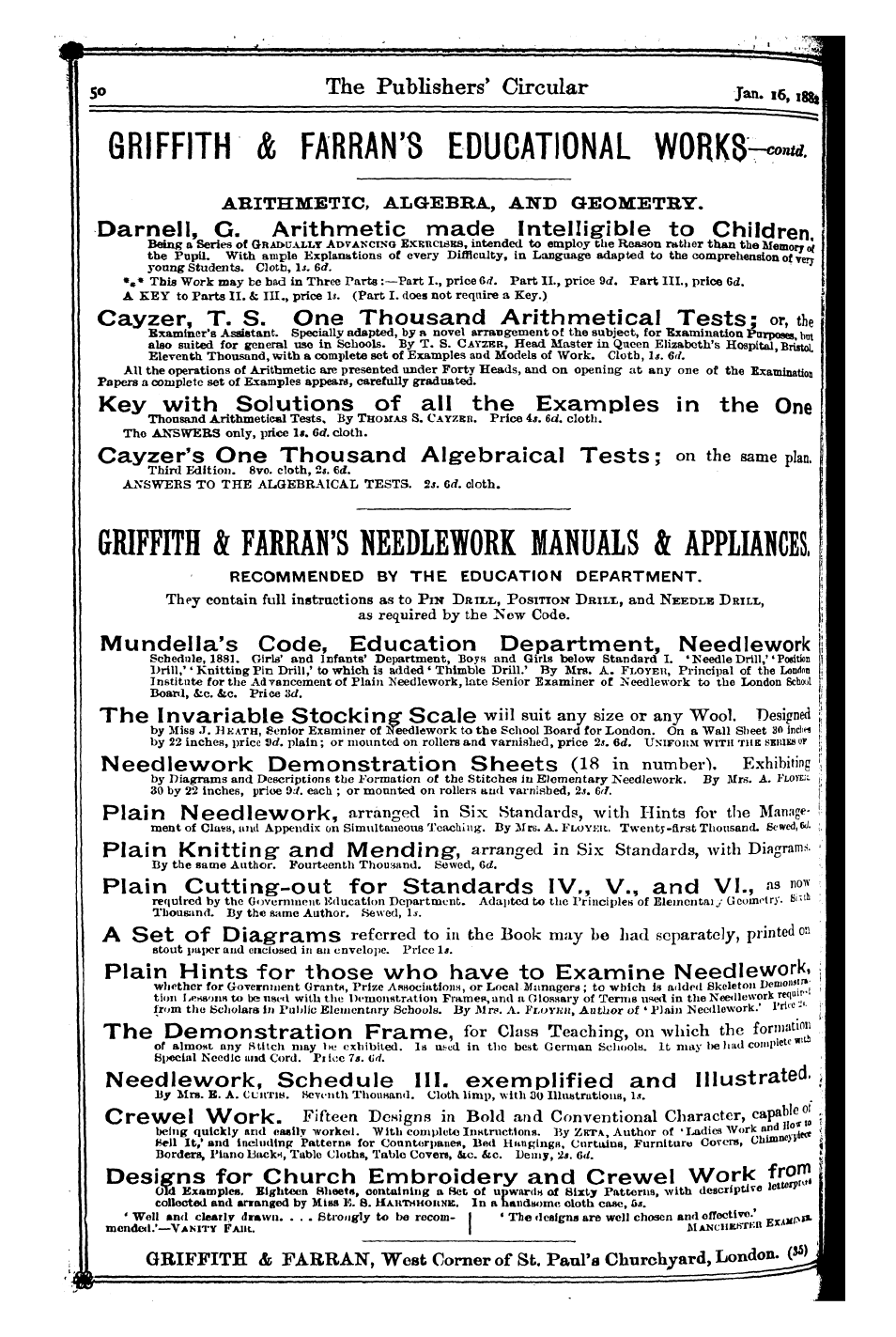 Publishers’ Circular (1880-1890): jS F Y, 1st edition - Ad04801